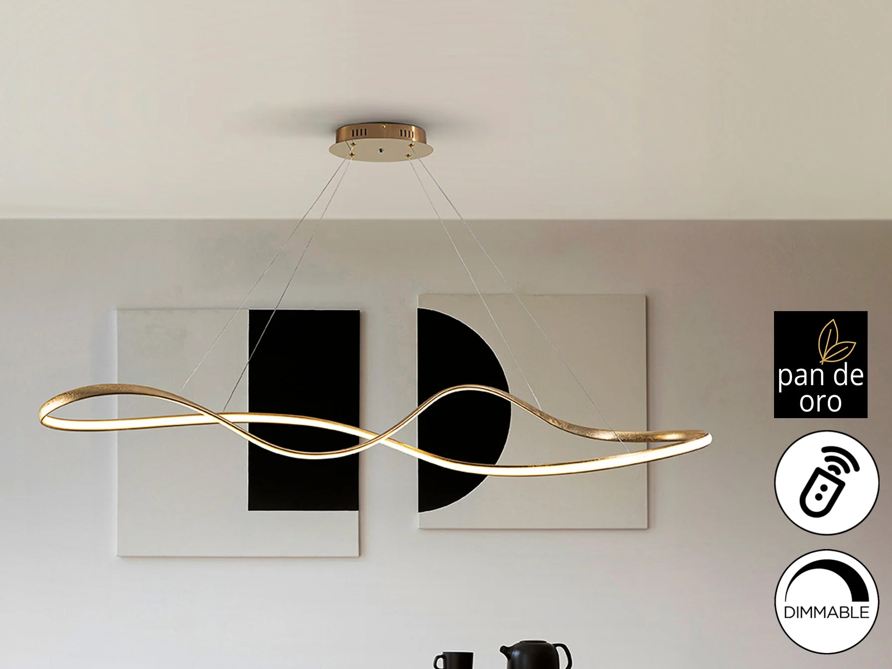 Lia Large LED Linear Pendant - Gold - Image 3