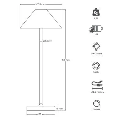 Liberty 3W Rechargeable Table Lamp - Various Colours - Image 21