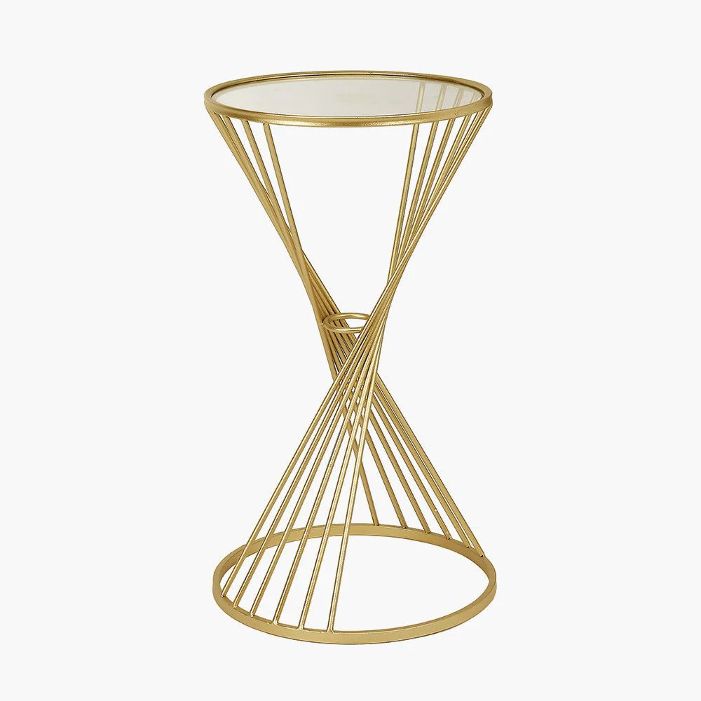 Liberty Small/Large Metal Table - Gold & Glass Finish - Image 4