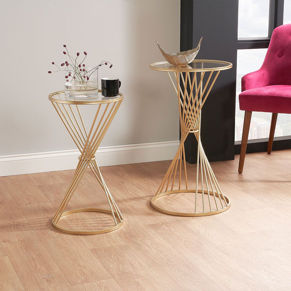 Liberty Small/Large Metal Table - Gold & Glass Finish - Image 7