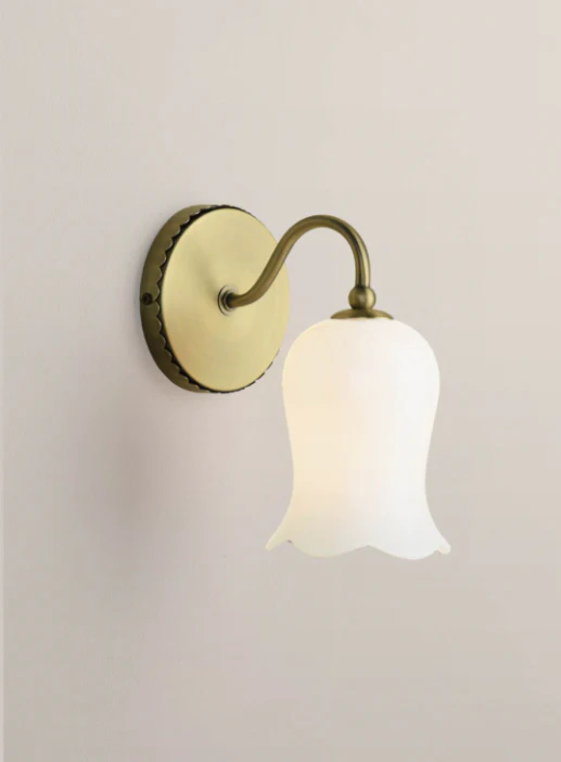 Lidsell Wall Light Matt Antique Brass and Opal Glass - Image 4