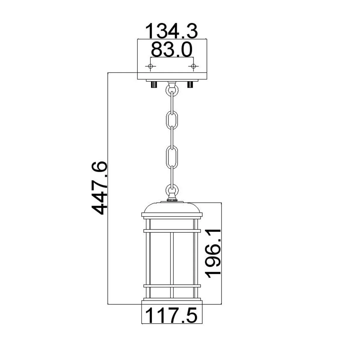 Lighthouse 1Lt IP44 Pendant - Steel/Black - Image 9
