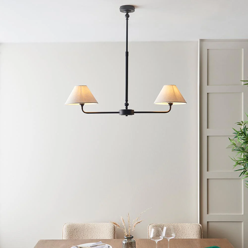 Lille 16cm 2Lt Linear Pendant- Matt Black/ Brass Finishes - Image 4
