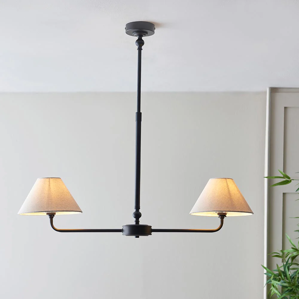Lille 16cm 2Lt Linear Pendant- Matt Black/ Brass Finishes - Image 5
