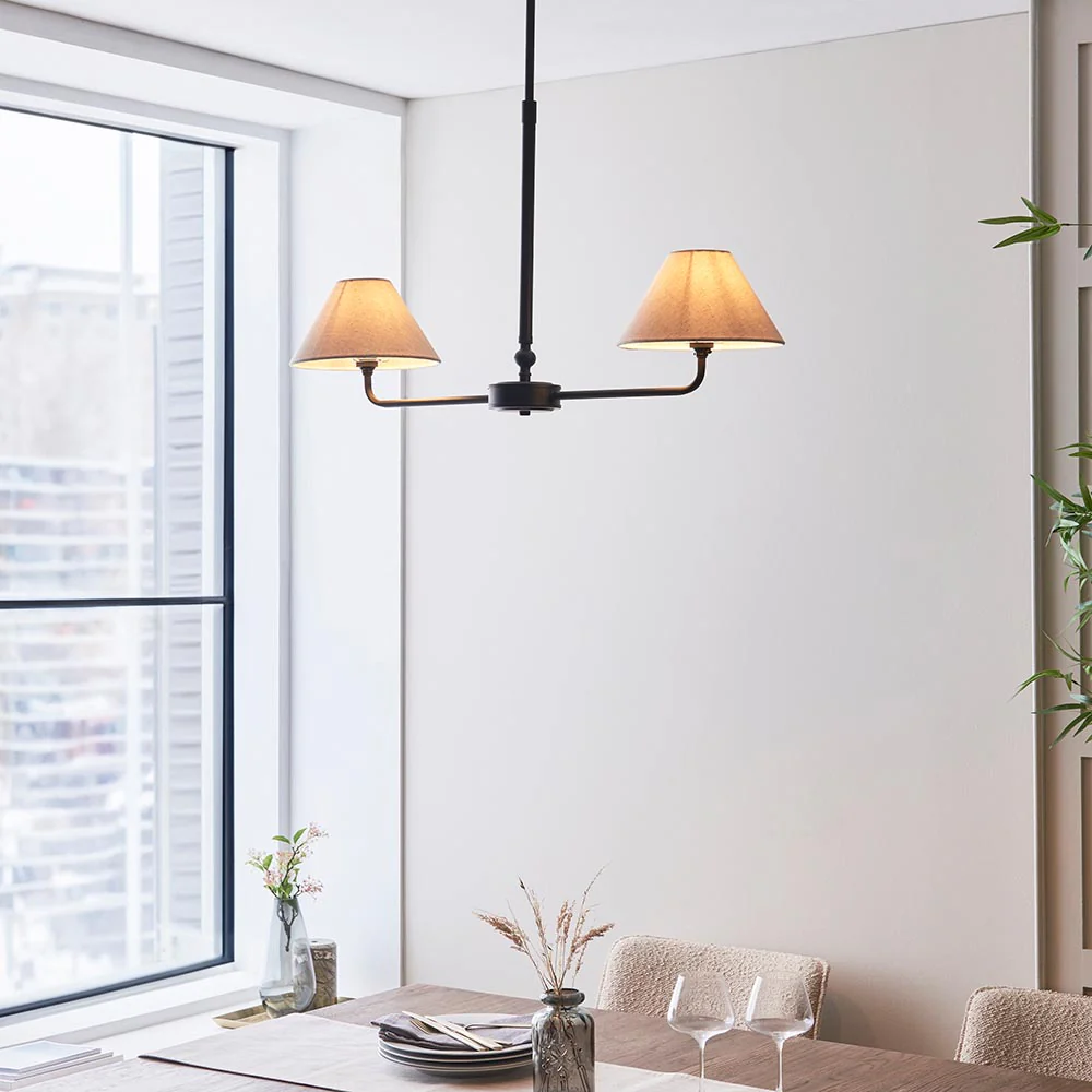 Lille 16cm 2Lt Linear Pendant- Matt Black/ Brass Finishes - Image 6