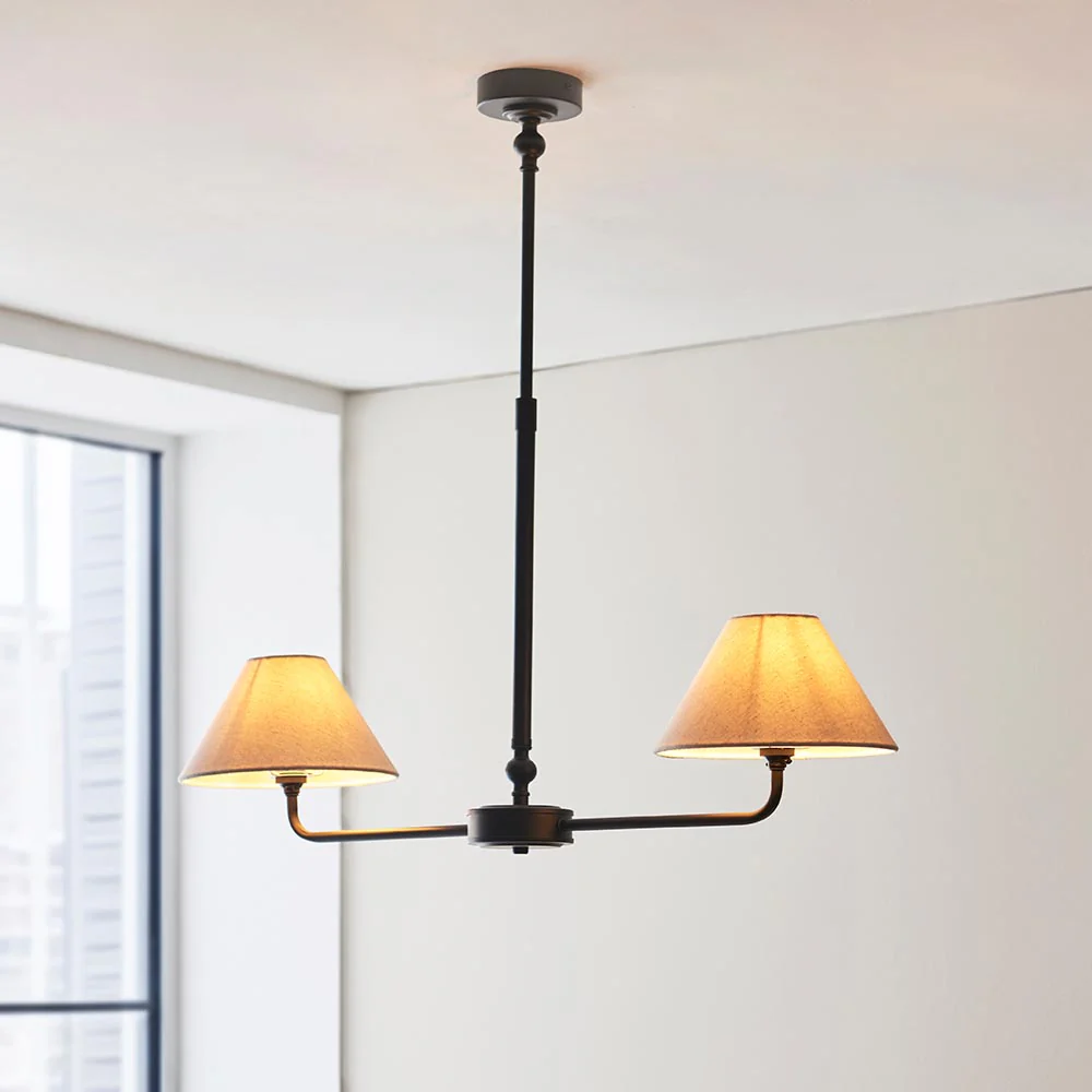 Lille 16cm 2Lt Linear Pendant- Matt Black/ Brass Finishes - Image 7