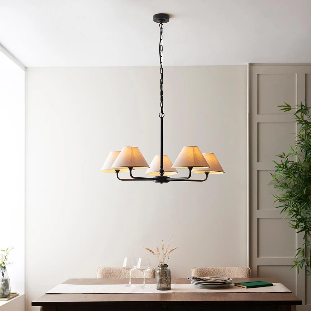 Lille 5lt Hanging Ceiling Lights - Black/ Brass Finishes - Image 3