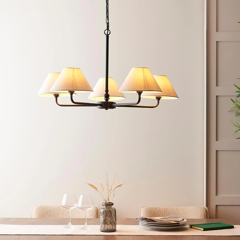 Lille 5lt Hanging Ceiling Lights - Black/ Brass Finishes - Image 4