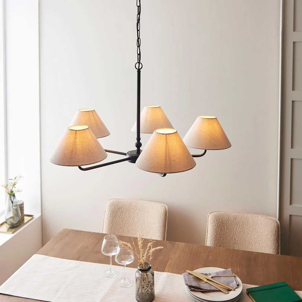 Lille 5lt Hanging Ceiling Lights - Black/ Brass Finishes - Image 5