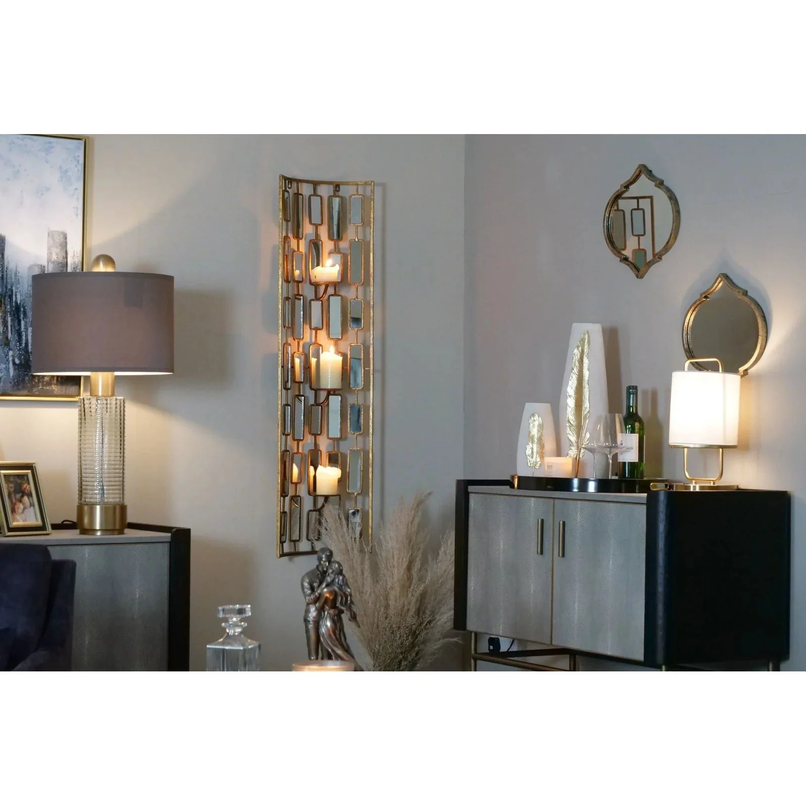 Limoges Bar Cabinet - Charcoal Black Oak Wood & Leatherette Finish - Image 2