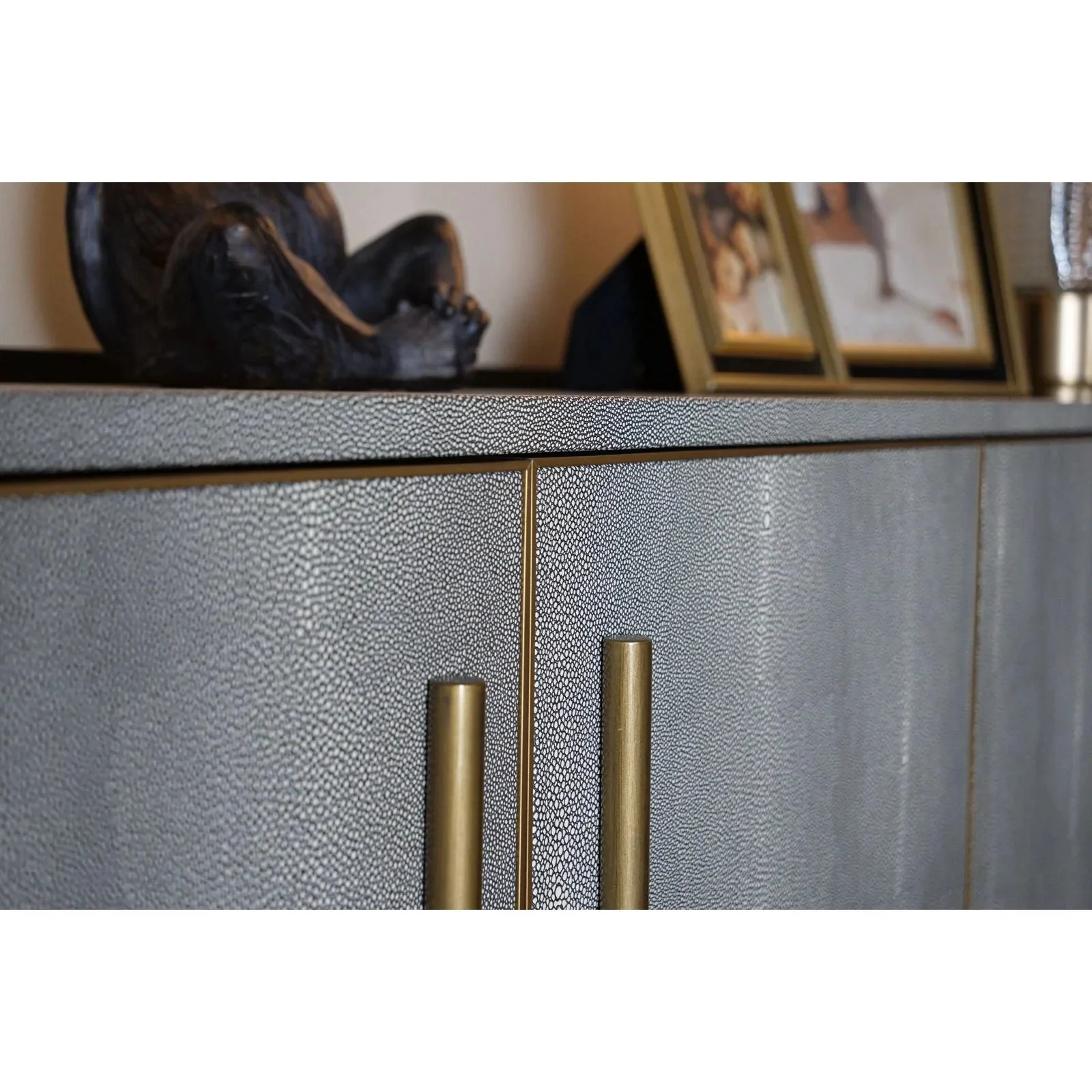 Limoges Bar Cabinet - Charcoal Black Oak Wood & Leatherette Finish - Image 4