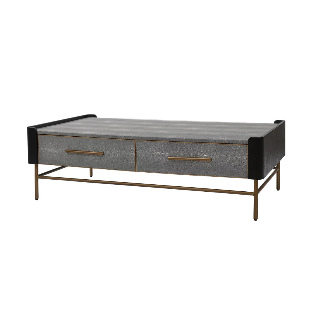 Limoges Coffee Table - Charcoal Black Oak Wood & Leatherette Finish