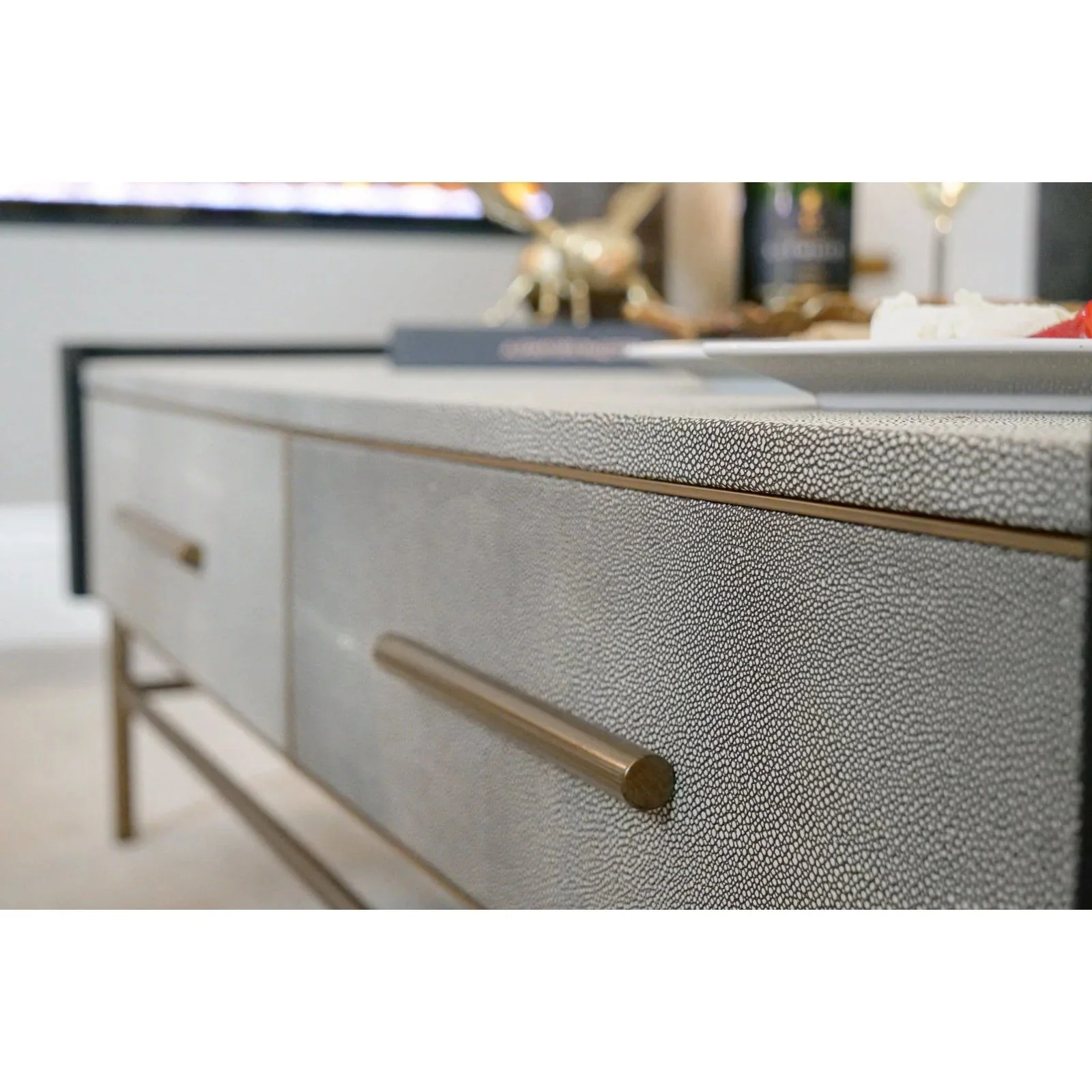 Limoges Coffee Table - Charcoal Black Oak Wood & Leatherette Finish - Image 3