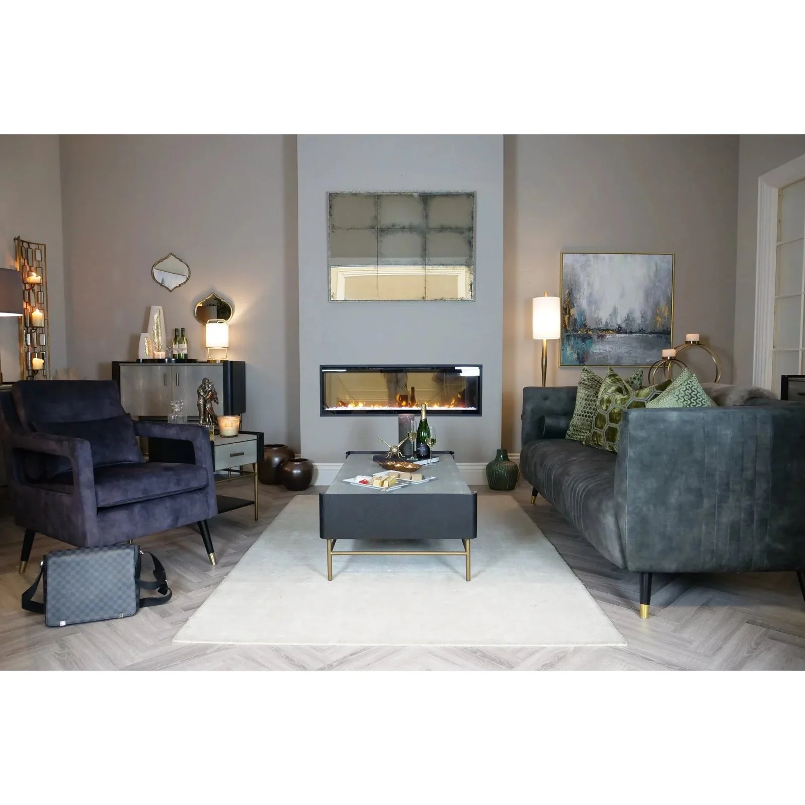 Limoges Coffee Table - Charcoal Black Oak Wood & Leatherette Finish - Image 4