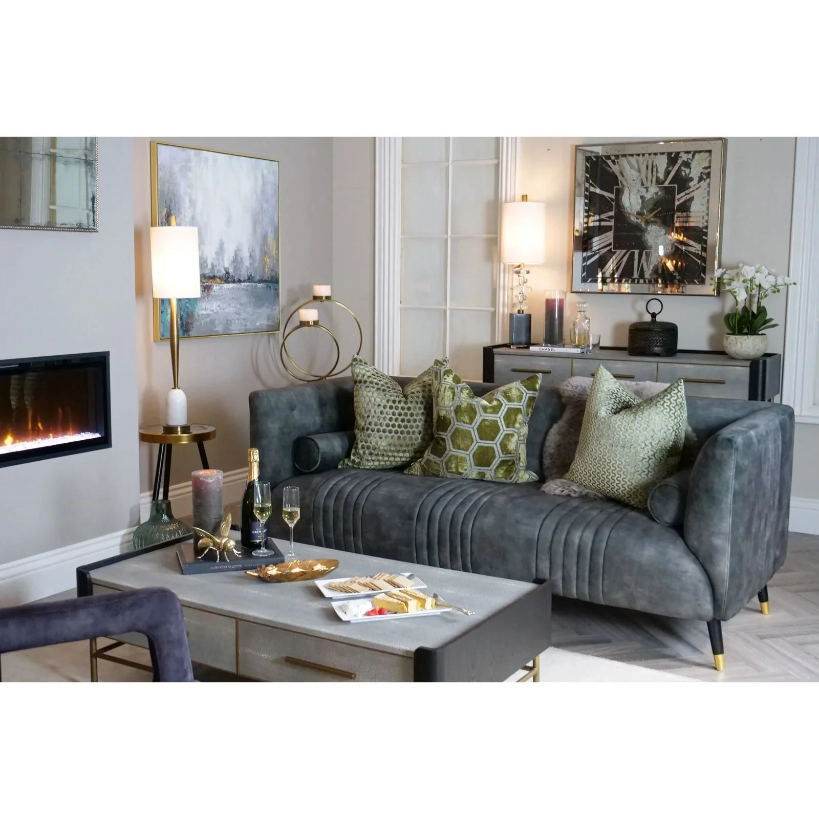 Limoges Console Table - Charcoal Black Oak Wood & Leatherette Finish - Image 2
