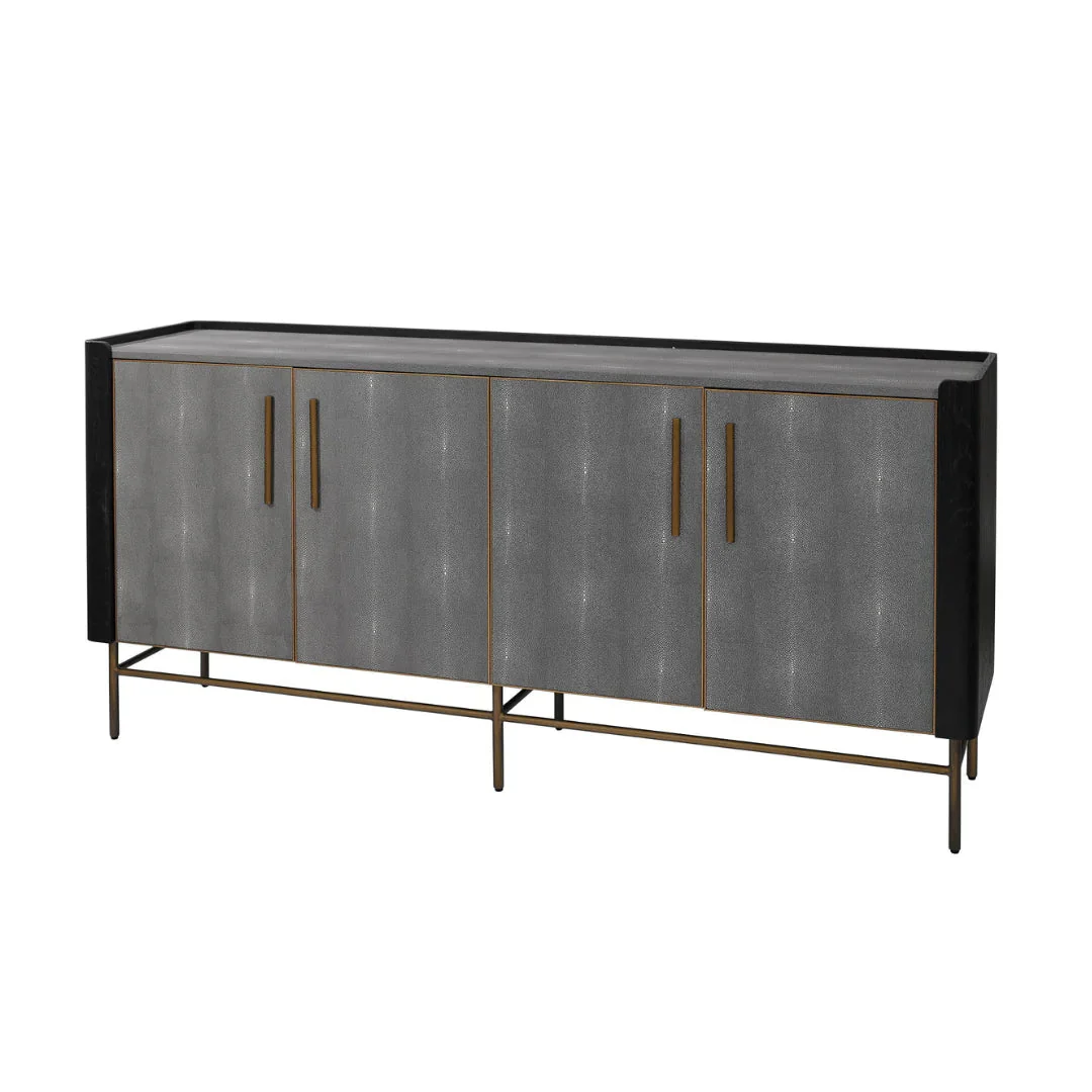 Limoges Sideboard - Charcoal Black Oak Wood & Leatherette Finish