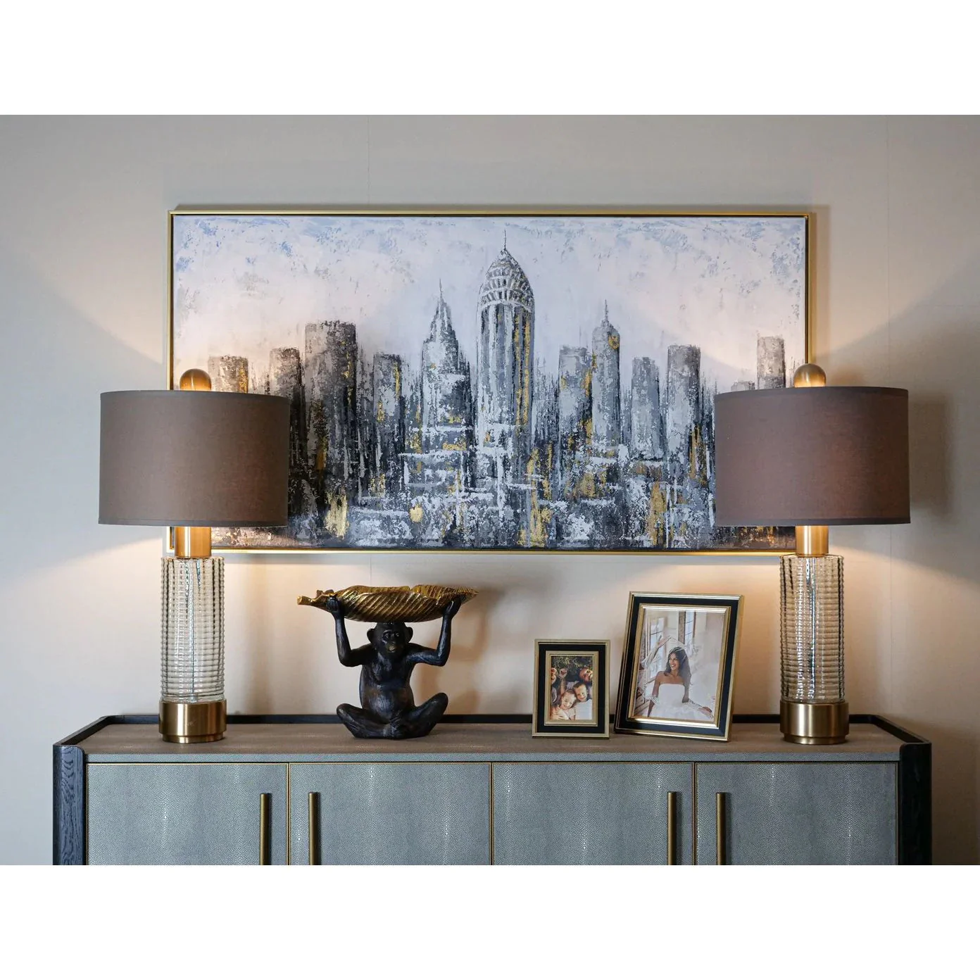 Limoges Sideboard - Charcoal Black Oak Wood & Leatherette Finish - Image 4