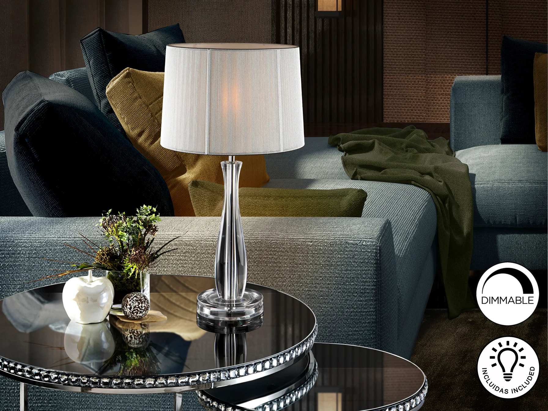 Lin Clear Table Lamp W/Shade - Image 4