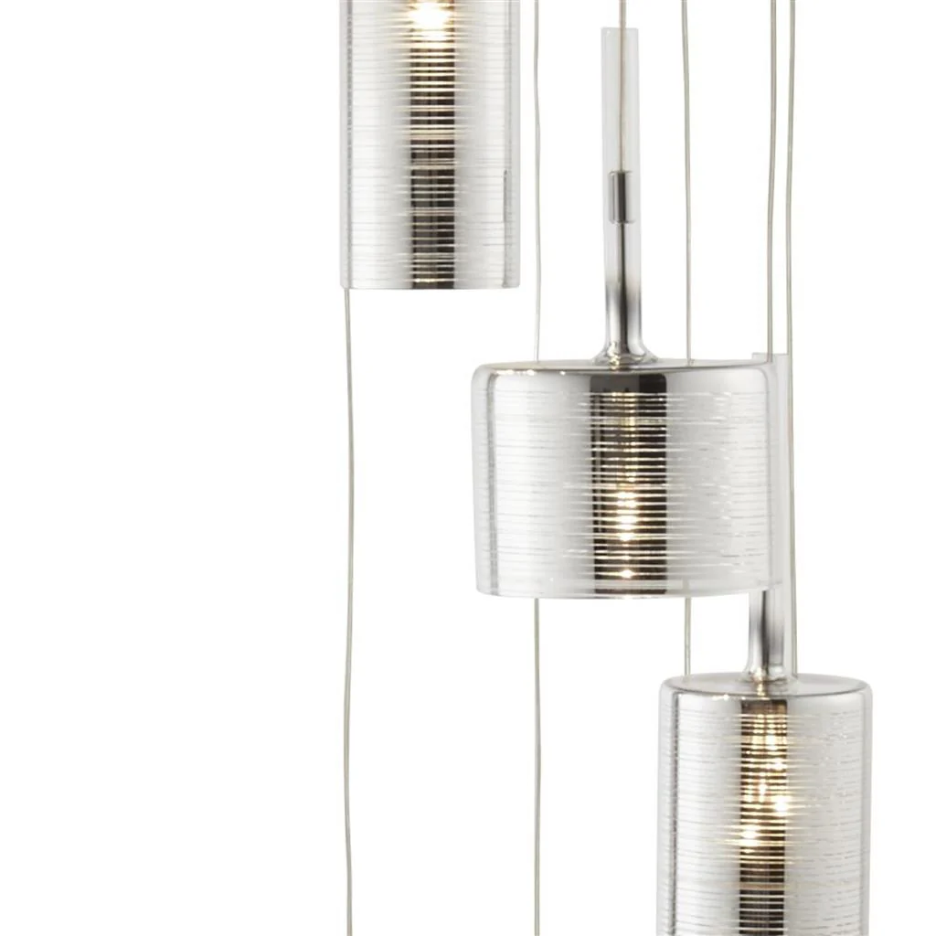 Linen 9Lt Multi-Drop Pendant - Chrome Metal & Smoked Glass G4 - Image 2
