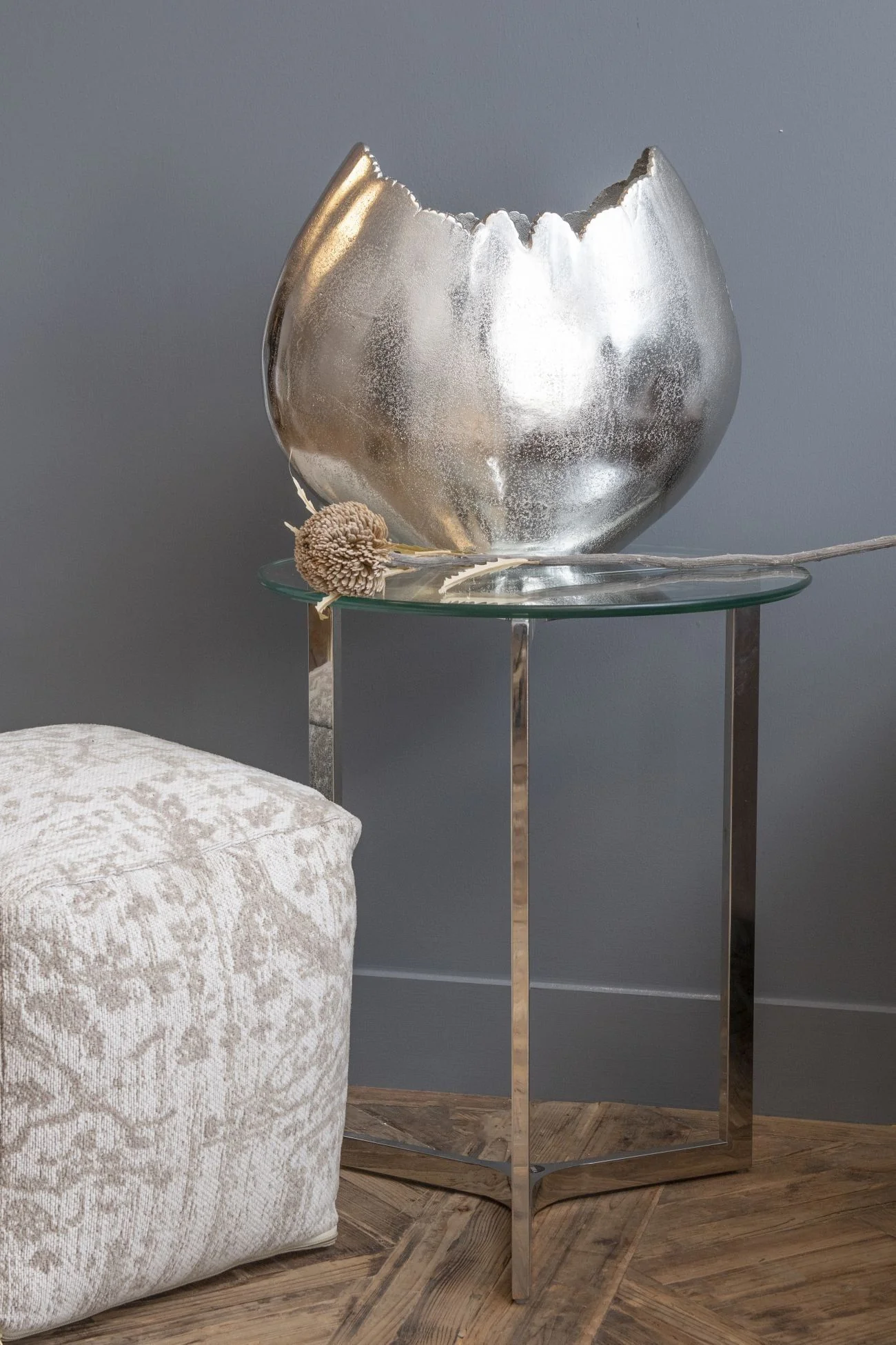 Linton Stainless Steel & Glass End Table - Image 2