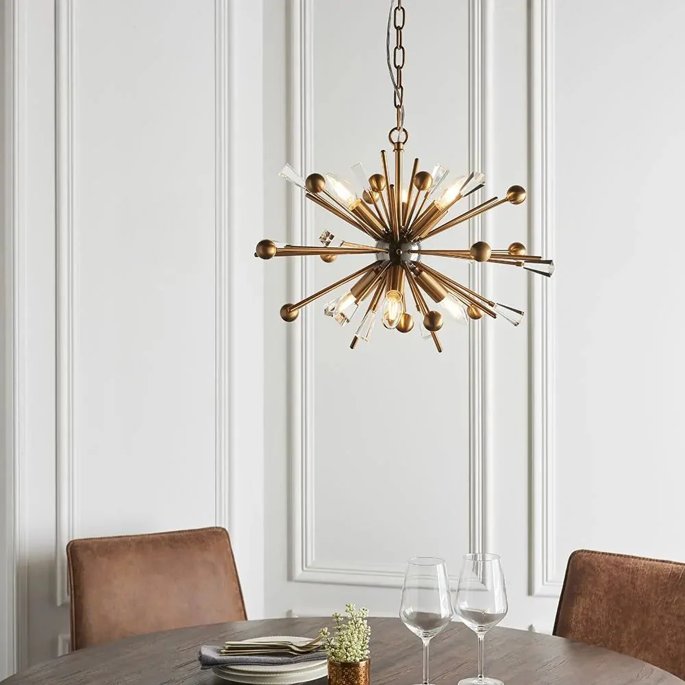 Lisbon 6/8Lt Centre Ceiling Light - Aged Brass & Black Nickel Finish - Image 2