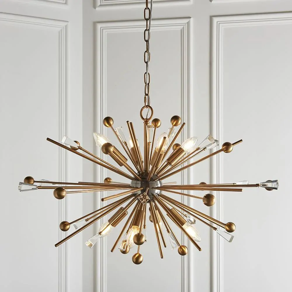 Lisbon 6/8Lt Centre Ceiling Light - Aged Brass & Black Nickel Finish - Image 3