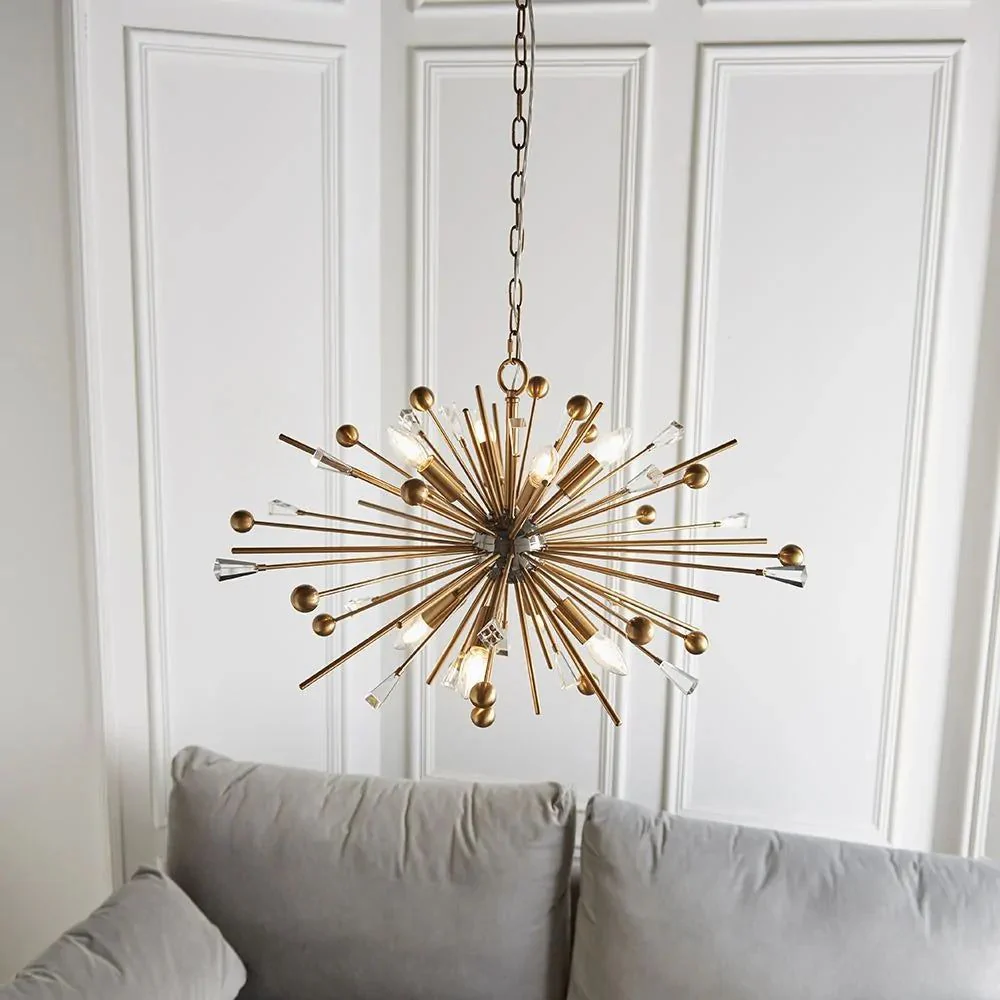 Lisbon 6/8Lt Centre Ceiling Light - Aged Brass & Black Nickel Finish - Image 4