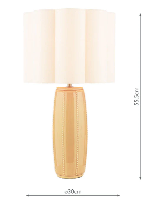 Littleton Table Lamp Yellow Ceramic and Antique Brass With Shade - Image 4