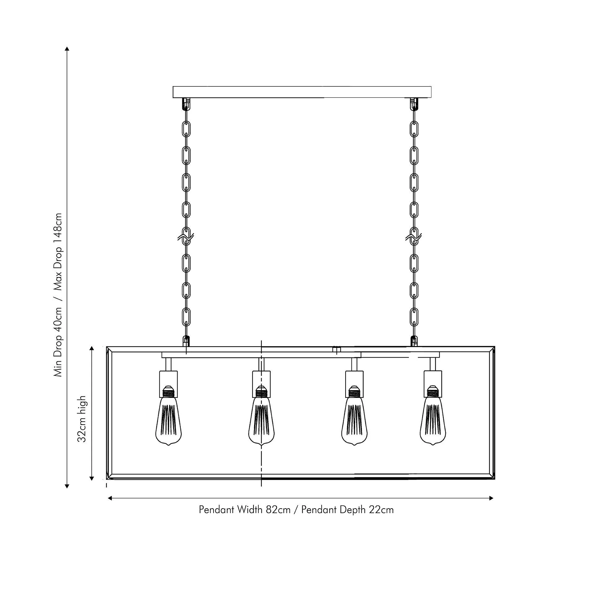 Llewellyn 4Lt Linear Island Pendant - Silver/ Black - Image 6