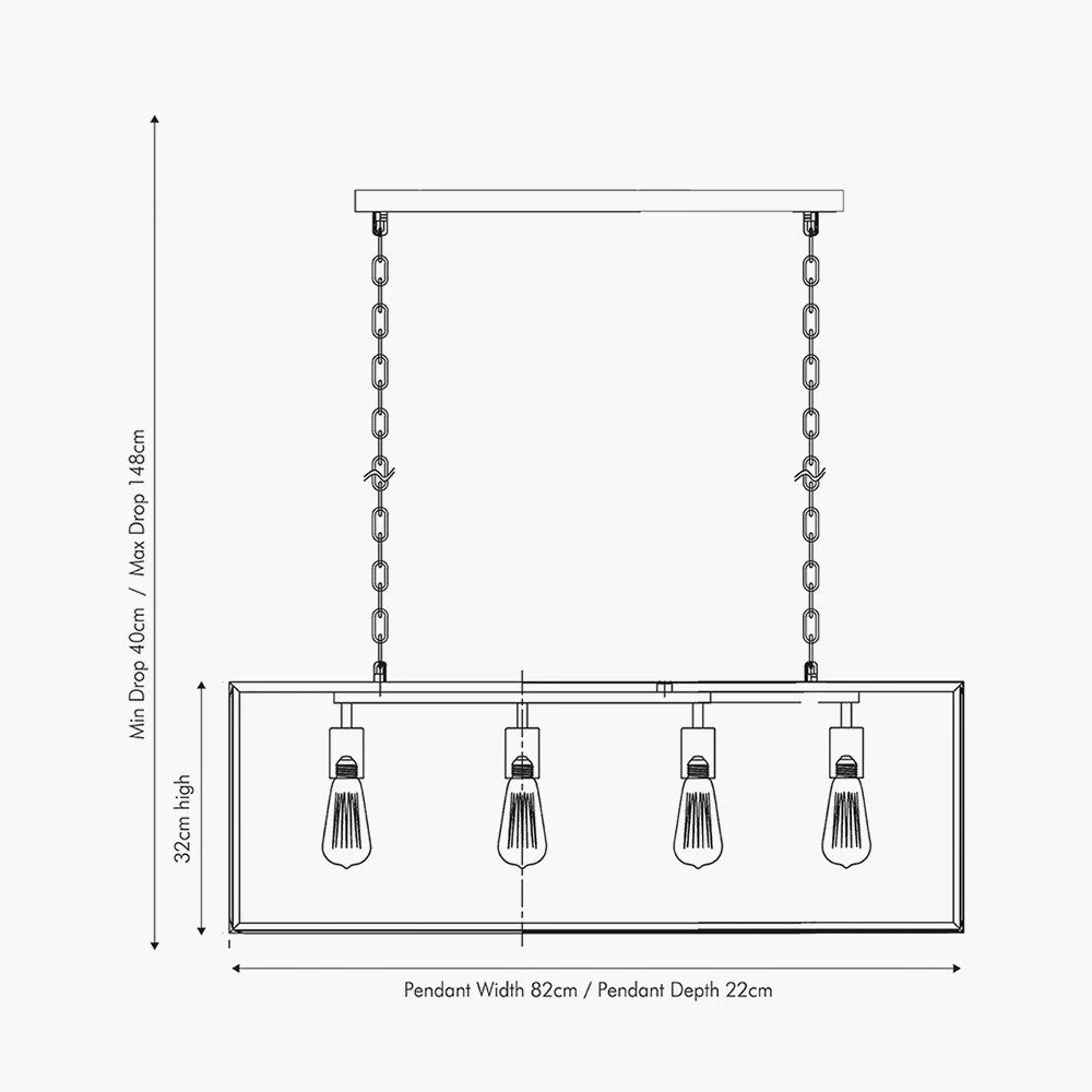 Llewellyn 4Lt Linear Island Pendant - Silver/ Black - Image 4