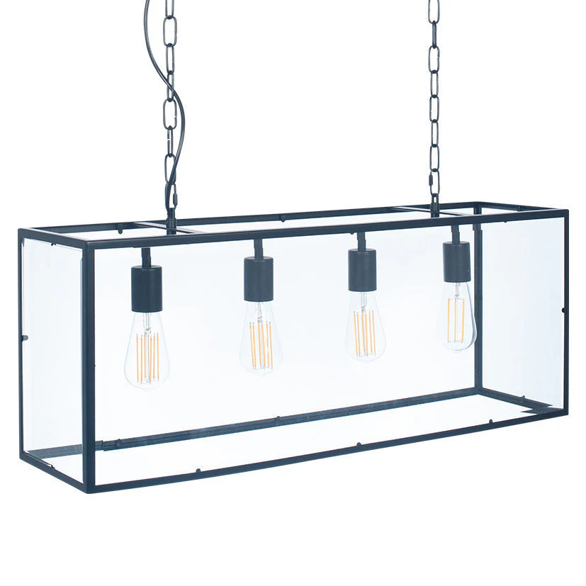 Llewellyn 4Lt Linear Island Pendant - Silver/ Black - Image 5