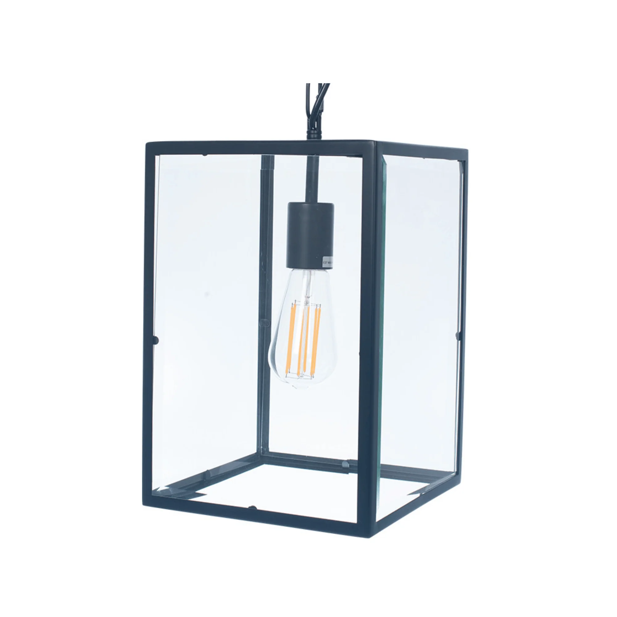 Llewellyn Matt Black Metal & Glass Pendant