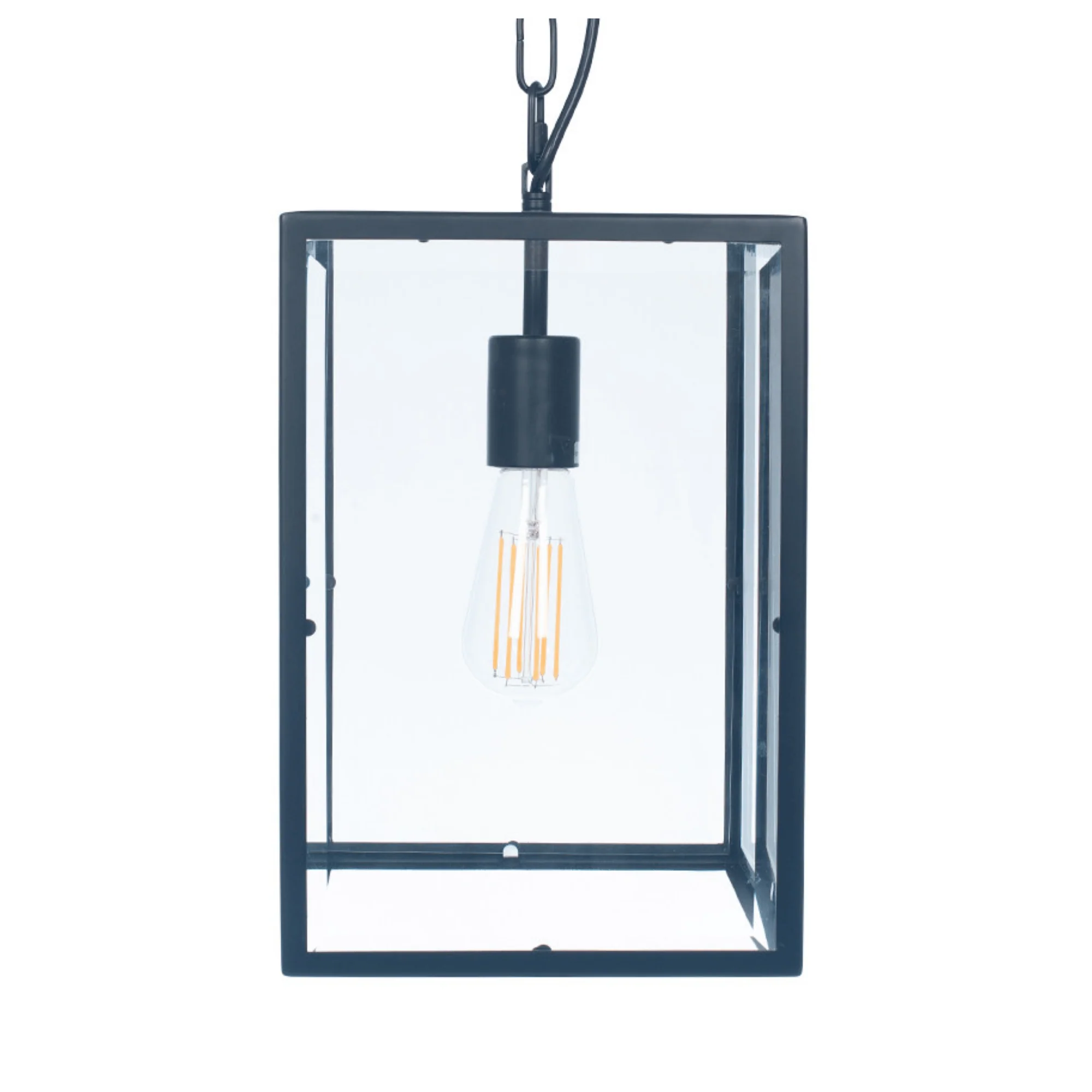Llewellyn Matt Black Metal & Glass Pendant - Image 2