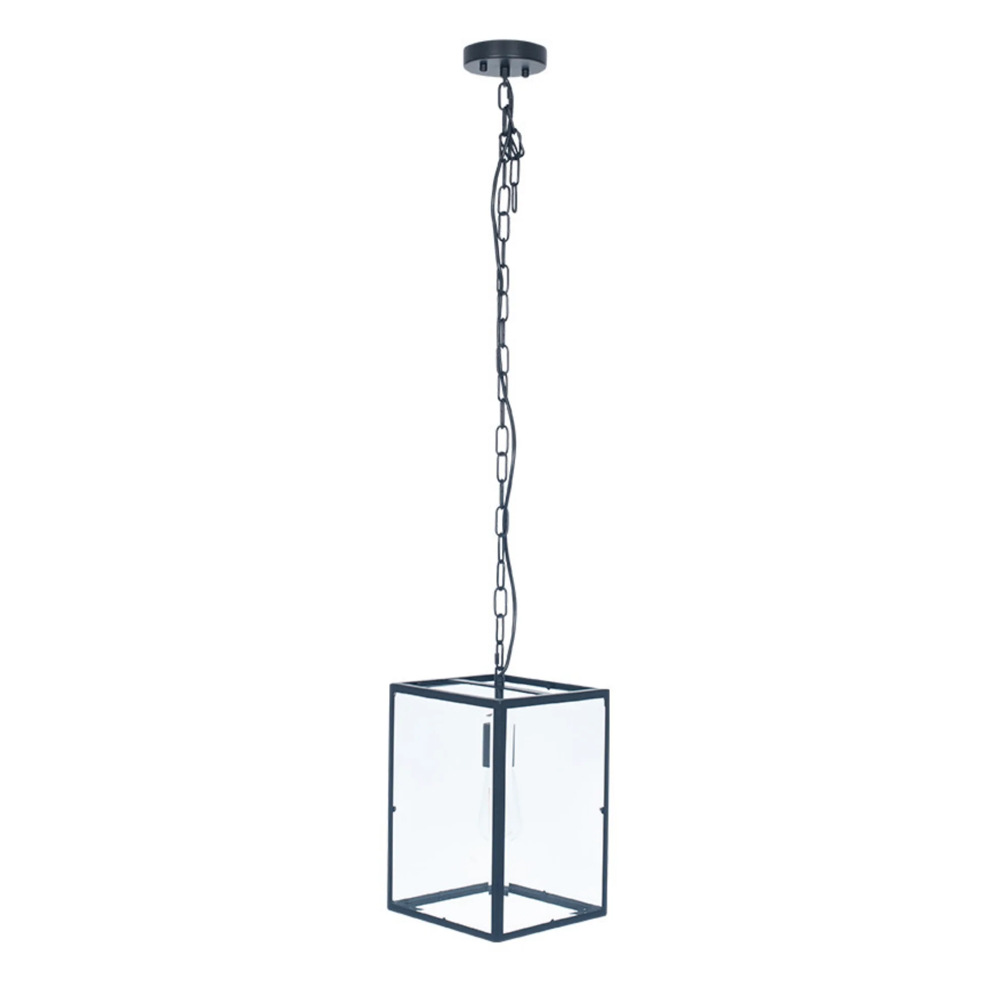 Llewellyn Matt Black Metal & Glass Pendant - Image 3