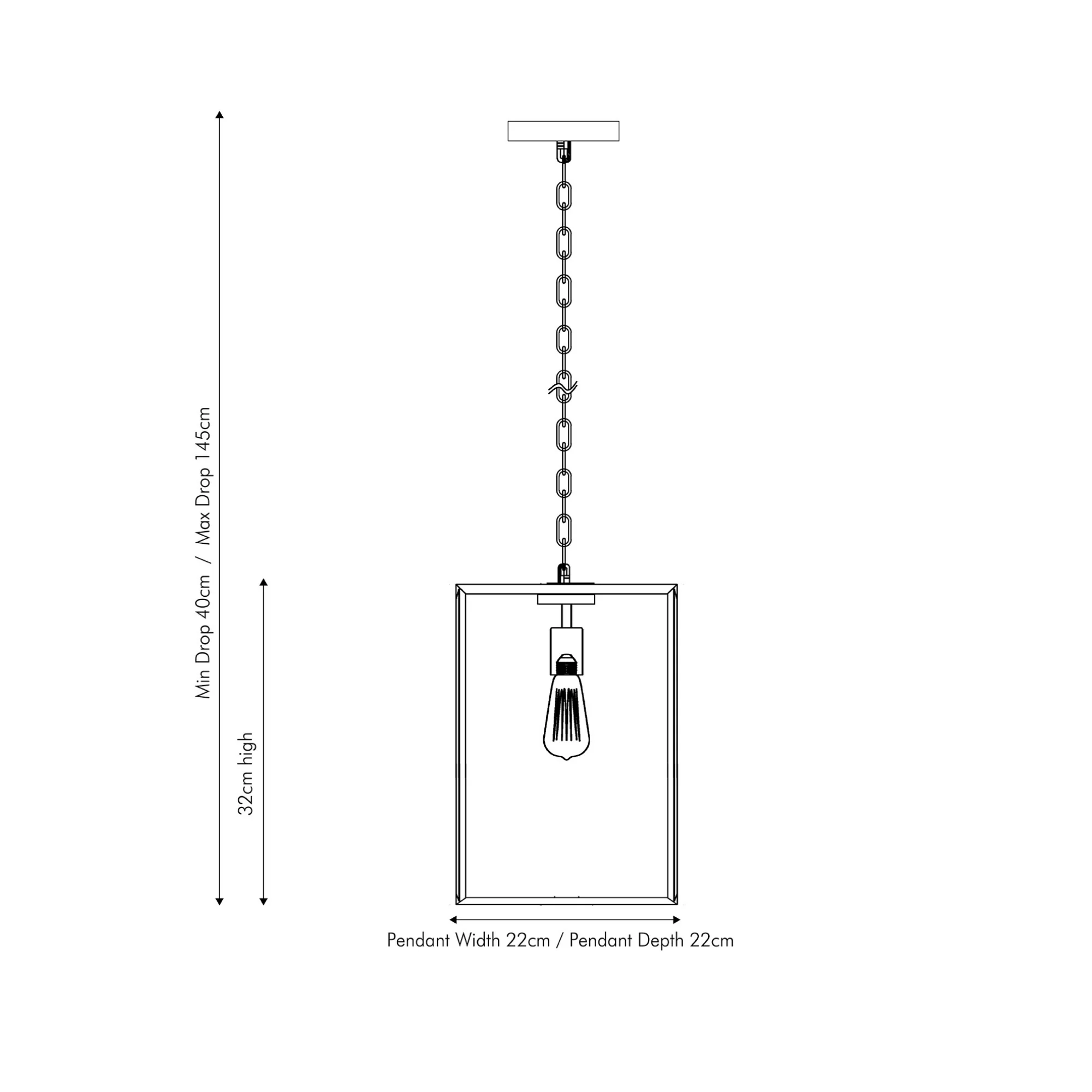 Llewellyn Matt Black Metal & Glass Pendant - Image 4