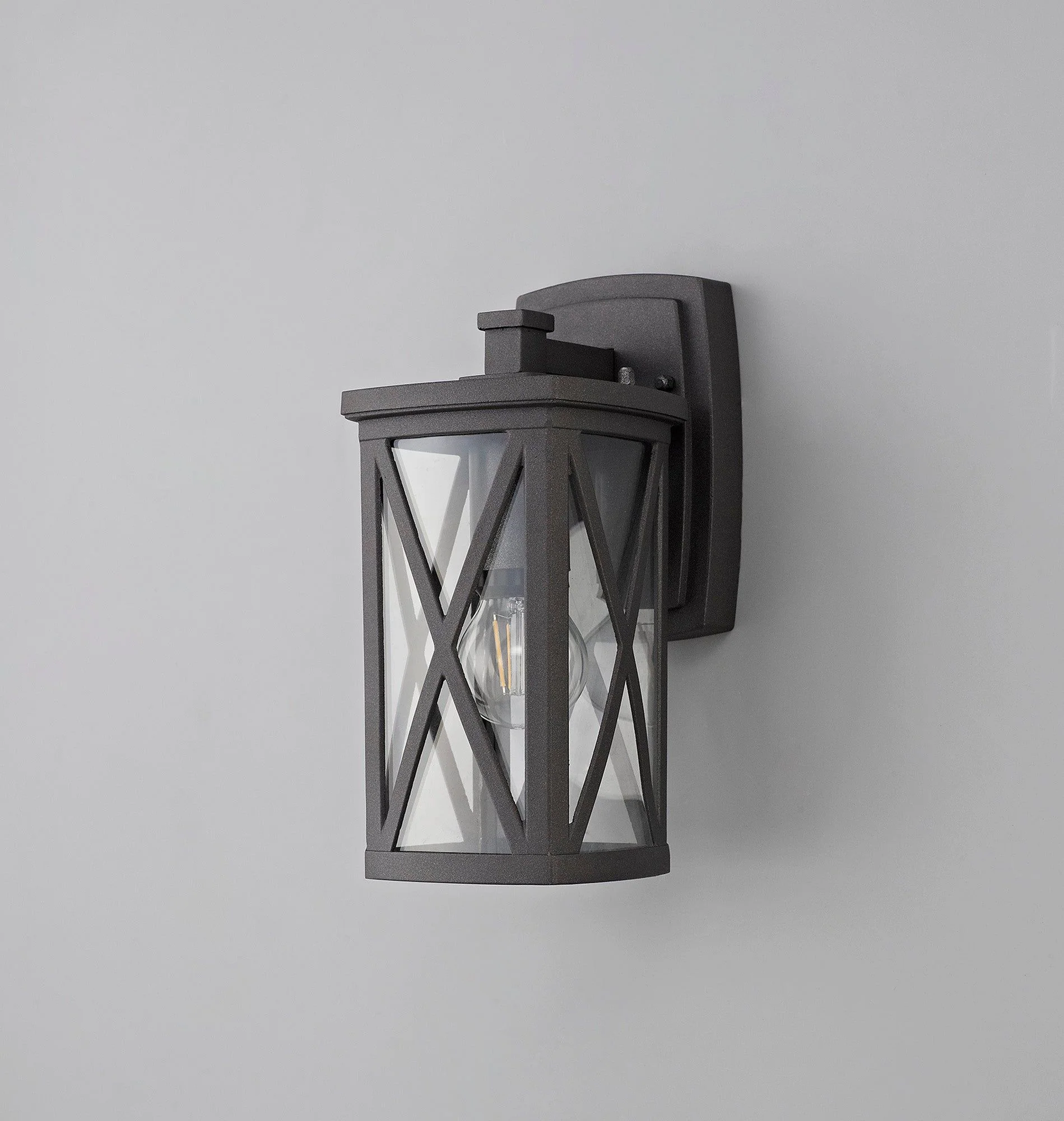 Loco Down Criss Cross Wall Lamp, 1 x E27, IP54, Anthracite/Clear Glass, 2yrs Warranty - Image 2