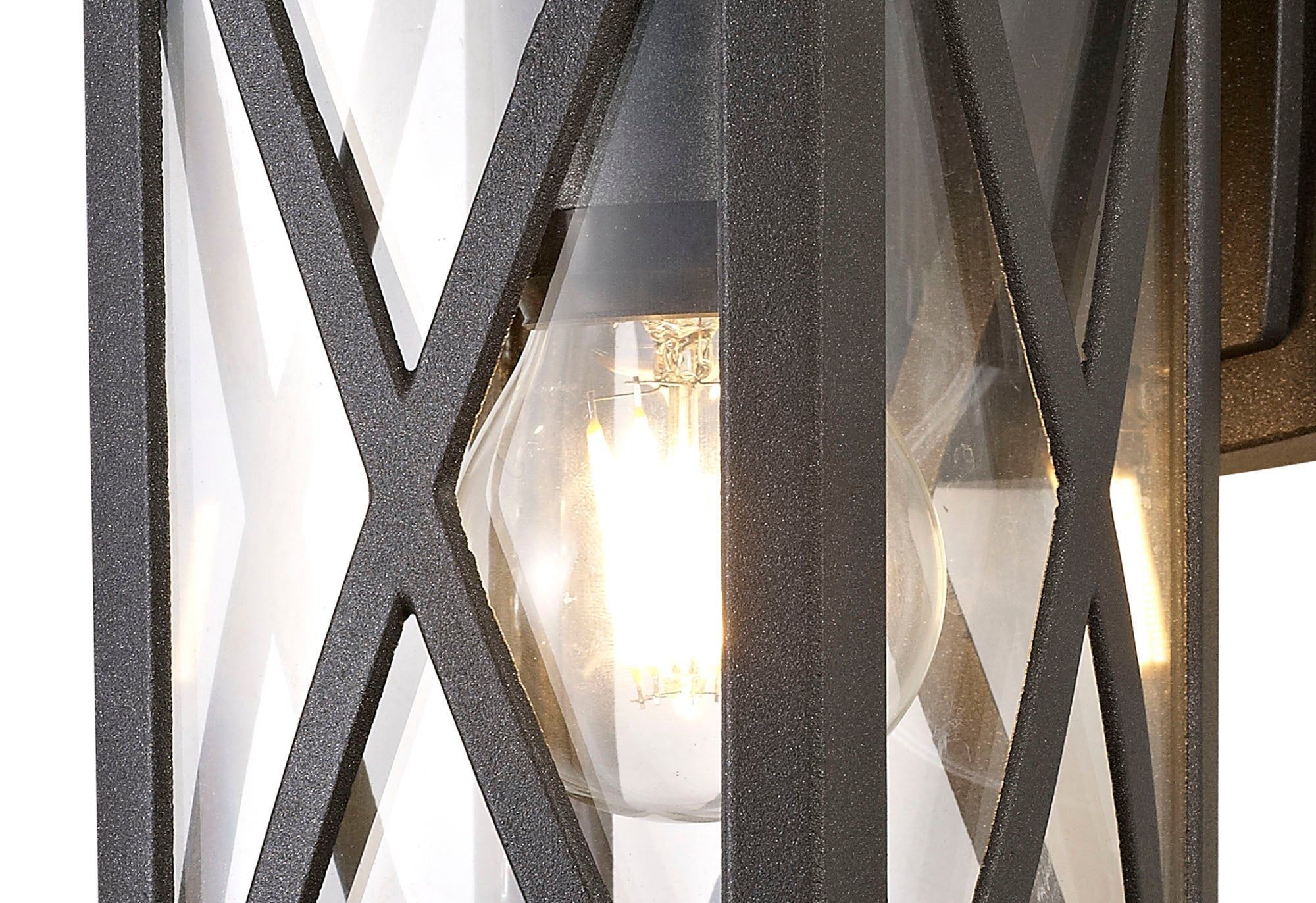 Loco Down Criss Cross Wall Lamp, 1 x E27, IP54, Anthracite/Clear Glass, 2yrs Warranty - Image 6