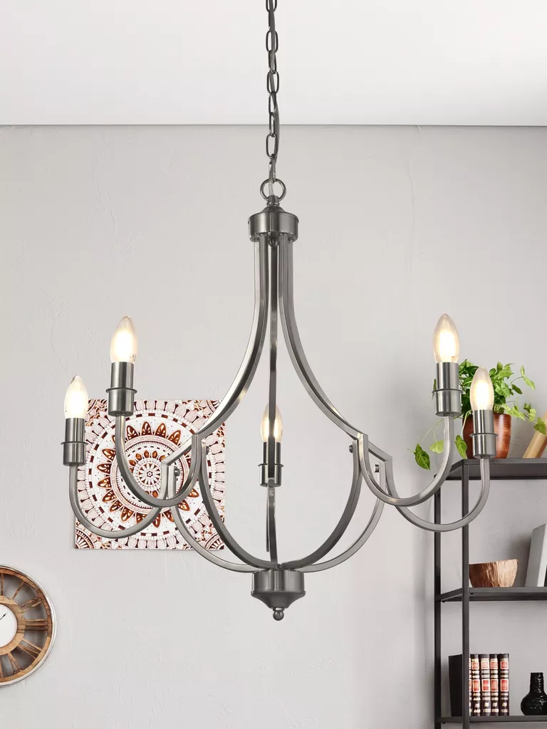 Lodge 5lt/ 8Lt Pendant - Satin Silver/ Black Finish - Image 16
