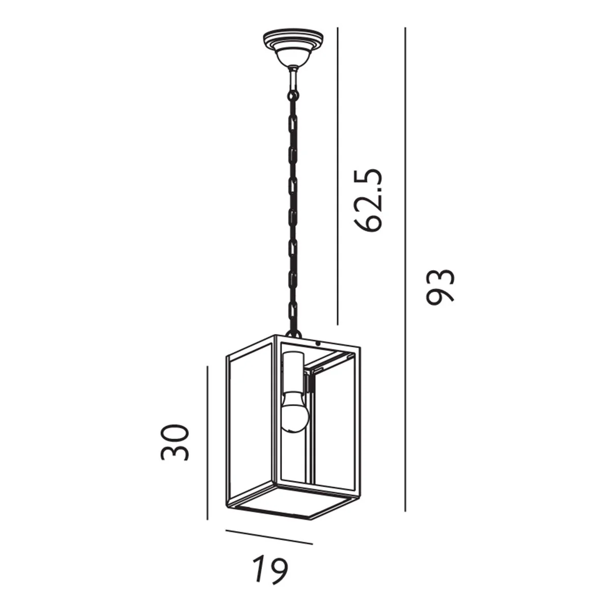 Lofoten 1 Light Chain Lantern - Black IP44 E27 - Image 5