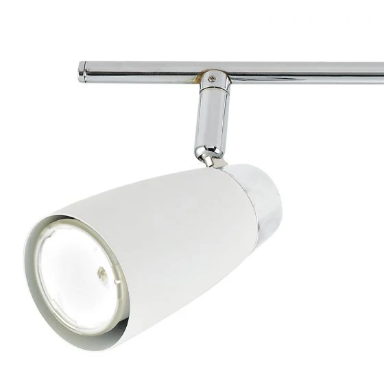 Loft 4 Light Bar Spotlight - Matt White/Satin Polished Chrome - Image 2