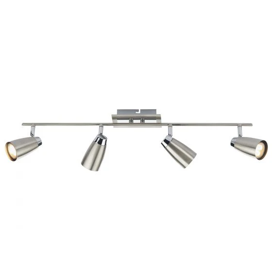 Loft 4 Light Bar Spotlight - Matt White/Satin Polished Chrome - Image 4