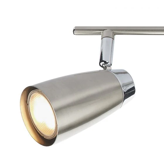 Loft 4 Light Bar Spotlight - Matt White/Satin Polished Chrome - Image 5
