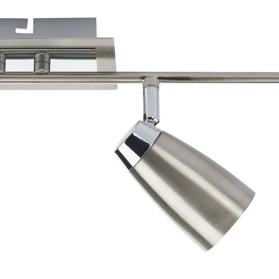 Loft 4 Light Bar Spotlight - Matt White/Satin Polished Chrome - Image 6