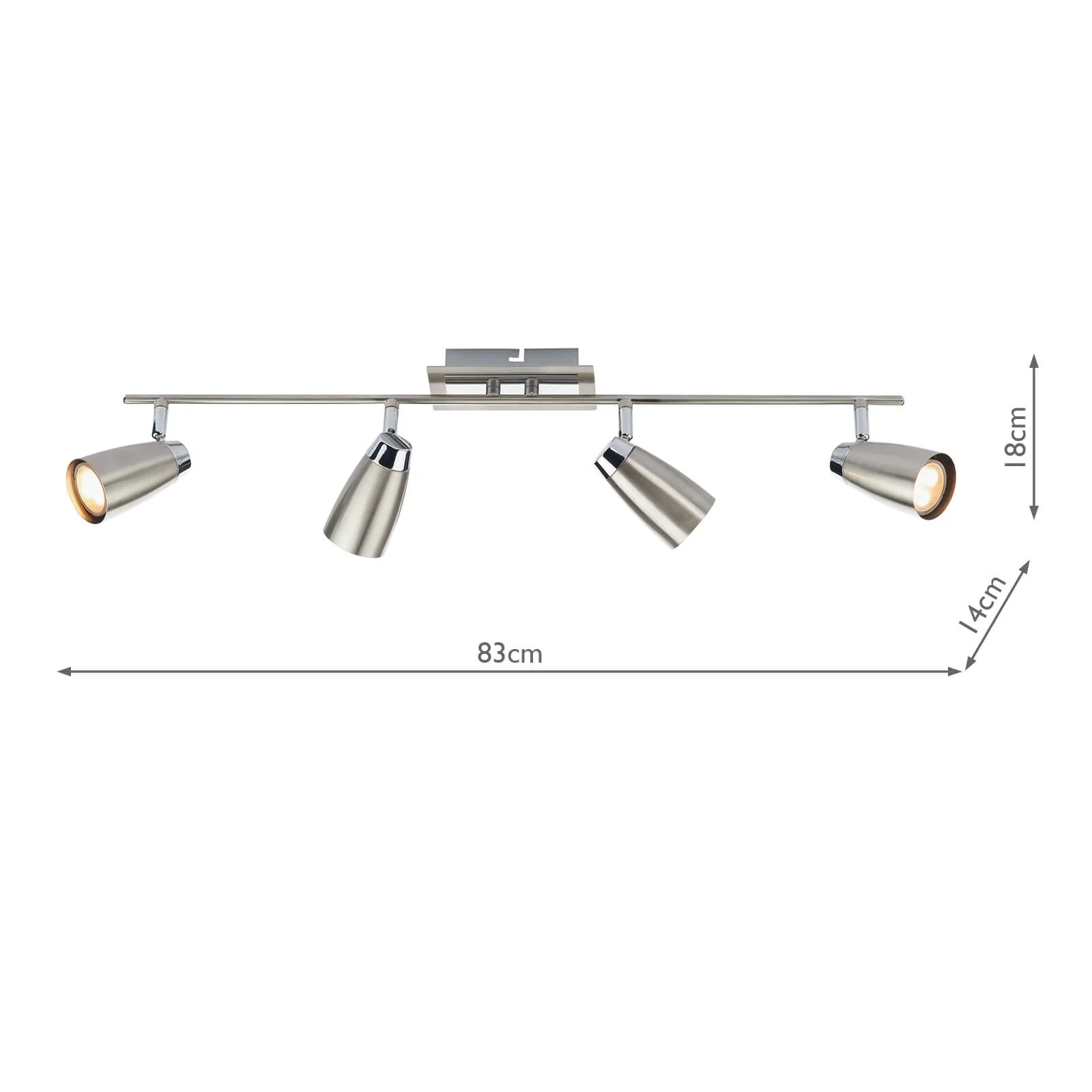 Loft 4 Light Bar Spotlight - Matt White/Satin Polished Chrome - Image 7