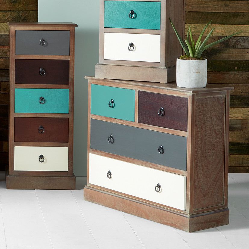 Loft Pine Wood 4 Drawer Unit - Multi Coloured Finish - Image 5