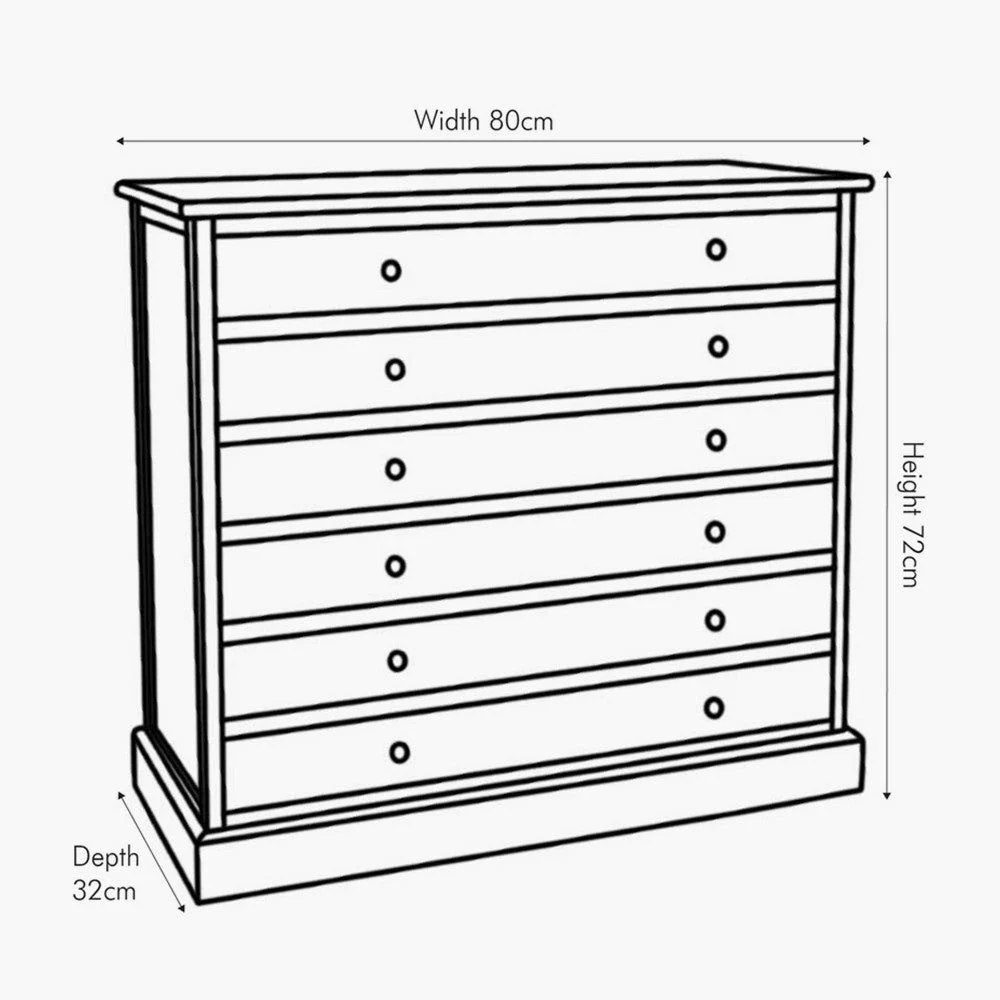 Loft Pine Wood 6 Drawer Unit - Sage Multi Coloured Finish - Image 5