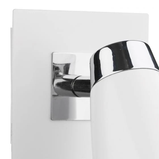 Loft Single Wall Spotlight - Matt White/Satin Polished Chrome - Image 2