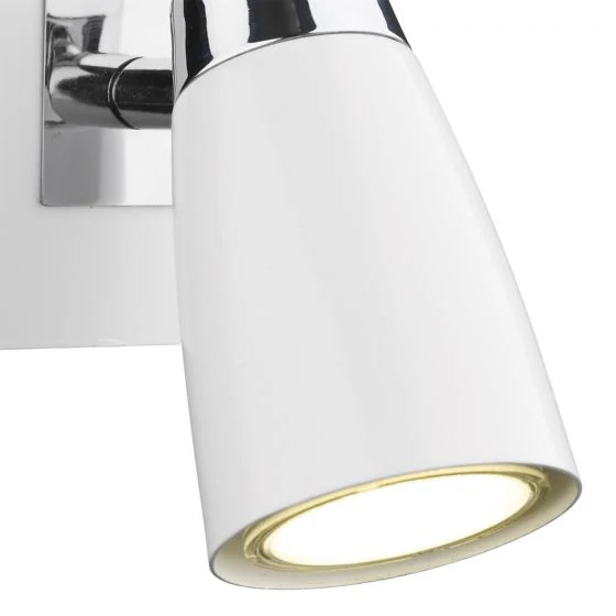 Loft Single Wall Spotlight - Matt White/Satin Polished Chrome - Image 3