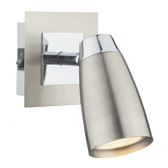 Loft Single Wall Spotlight - Matt White/Satin Polished Chrome - Image 4