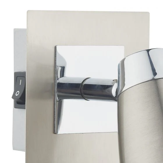Loft Single Wall Spotlight - Matt White/Satin Polished Chrome - Image 6